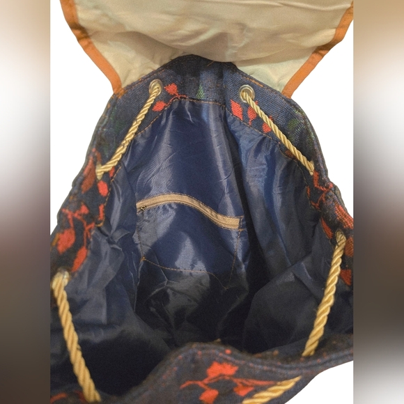 NWOT Handmade Owl Design  Backpack - Blue and Brown - Picture 7 of 10